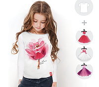 Лонгслив детский со съёмными платьями "Flower Kiss", трикотажный джемпер для девочек