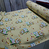 Бязь із совами на жовтому тлі, ширина 220 см, фото 3