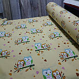 Бязь із совами на жовтому тлі, ширина 220 см, фото 2