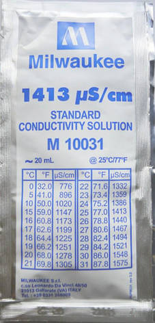 Калібрувальний розчин 1413 μS/cm (мкСм) для кондуктометрів (EC метр) MILWAUKEE 20 мл, М10031, фото 2