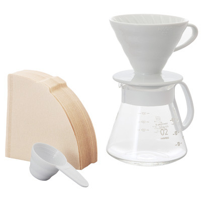 Набір HARIO Ceramic 02 пуровер, фільтри, графин для заварювання кави на 1-4 чашки XVDD-3012W