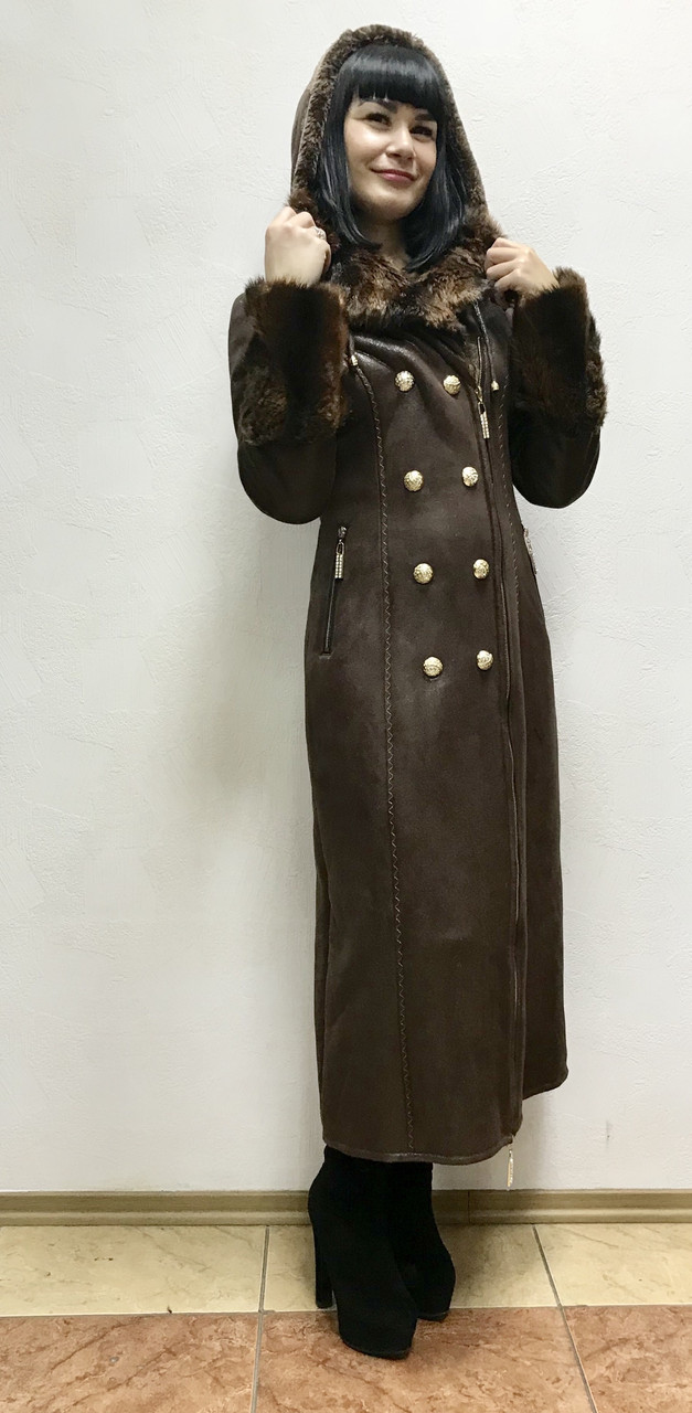 Зимова довга дублянка жіноча, фото 1