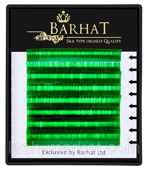 Вії для нарощування Barhat Color Lash Зелений мікс 8 ліній