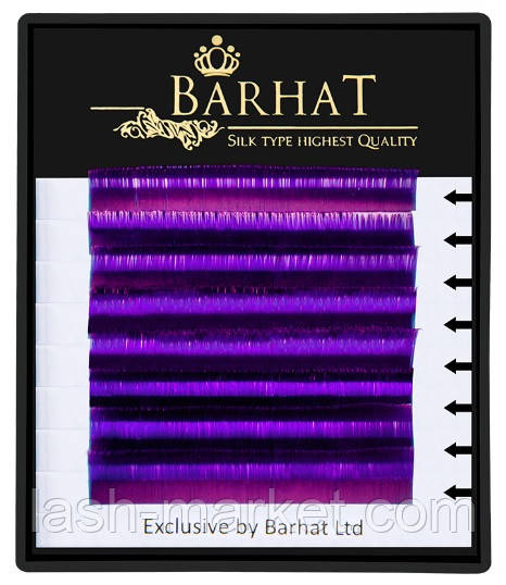 Вії для нарощування Barhat Color Lash Фіолетовий мікс 8 ліній, фото 1