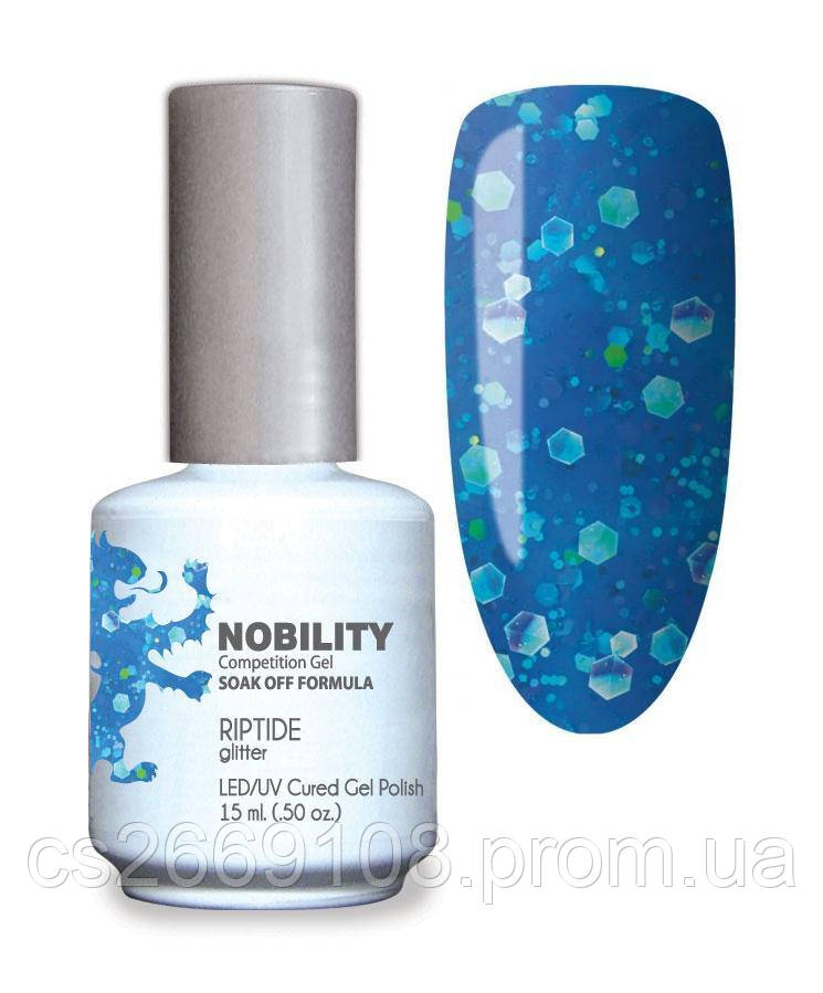 Гель-лак Lechat Nobility 113 RIPTIDE - синій глиттерный, 15 мл