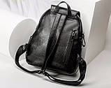 Рюкзак міський жіночий шкіряний (чорний), фото 4