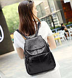 Рюкзак міський жіночий шкіряний (чорний), фото 6