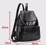 Рюкзак міський жіночий шкіряний (чорний), фото 8