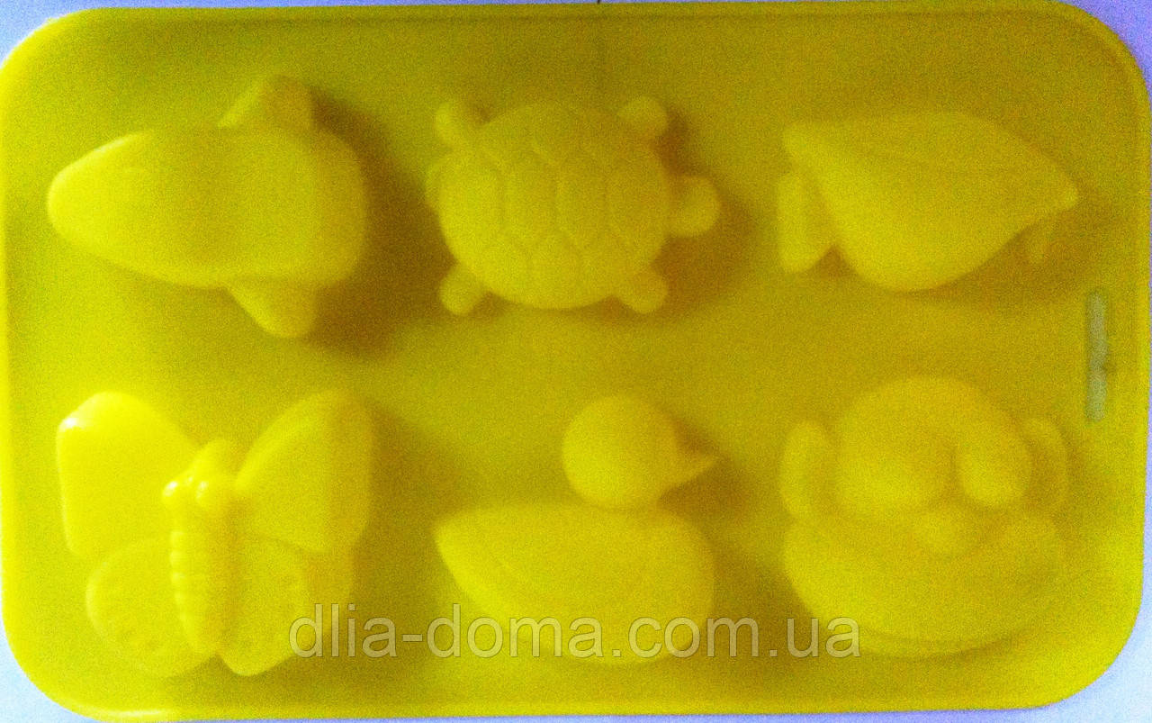 Силіконові форми для випікання Звірята, 6 шт. на планшеті, фото 1