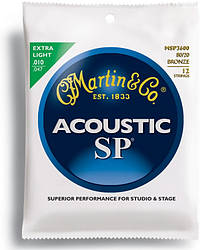 Струни для 12-струнної гітари MARTIN MSP3600 SP Acoustic 80/20 Bronze Extra Light 12 String (10-47)