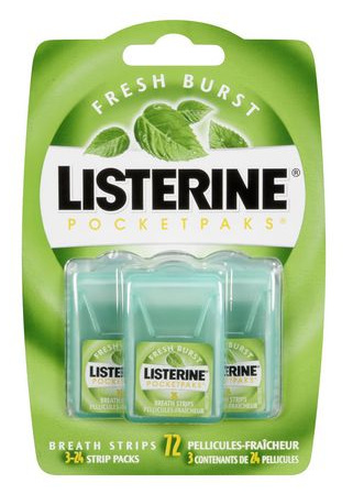 Смужки для освіження дихання Listerine PocketPaks Breath Strips Freshburst 72 пластинки