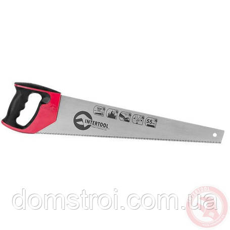 Ножівка для дерева 500 мм із гартованим зубом, 3-а заточування 7зуб.x1" INTERTOOL HT-3106, фото 1