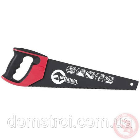 Ножівка для дерева 400 мм із тефлоновим покриттям, гартований зуб, 3-а заточування INTERTOOL HT-3107, фото 1