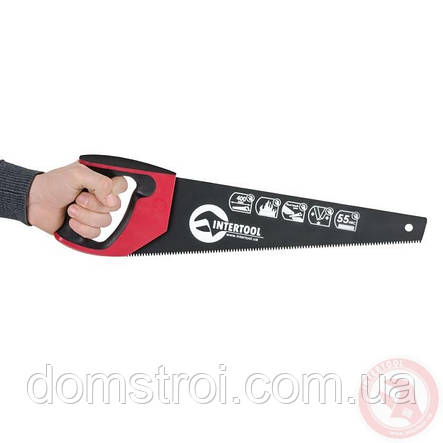 Ножівка для дерева 400 мм із тефлоновим покриттям, гартований зуб, 3-а заточування INTERTOOL HT-3107, фото 2