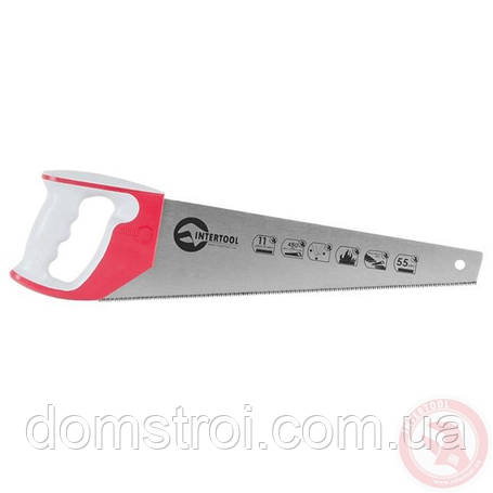 Ножівка для дерева 450 мм із гартованим зубом, 3-а заточування 11 зуб.x1" INTERTOOL HT-3162, фото 1
