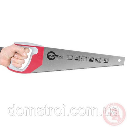 Ножівка для дерева 450 мм із гартованим зубом, 3-а заточування 11 зуб.x1" INTERTOOL HT-3162, фото 2