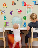 Дитячий набір наклейок на стіну "Букви, фігури, цифри"