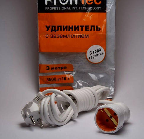 Удлинитель 1 гн. с заземлением 3м Profitec, фото 2