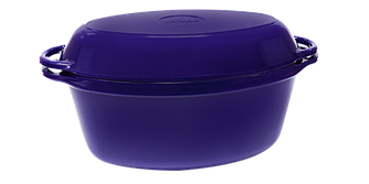 Чугунная   утятница с крышкой-сковородой эмалированная(280х180х125, V=3.5л)ЭМГ синяя