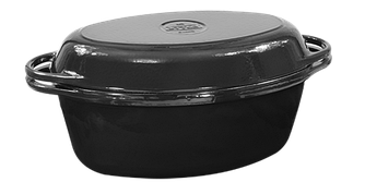 Чугунная   утятница с крышкой-сковородой эмалированная(320 х 200 х 130, V=5 л) ЭМГ черная
