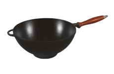 Чугунная кастрюля с деревянной ручкой WOK эмалированная (d=200 мм, h=90 мм, V=1,7л)