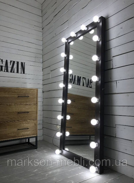 Дзеркало LIGHT на весь зріст в ЧОРНОМУ кольорі