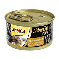 GimCat ShinyCat in Jelly tuna with shrimps and malt влажный корм для кошек с тунцом, креветками и солодом в