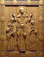 Православна різьблена ікона "Віра, Надія, Любов і їх мати Софія"