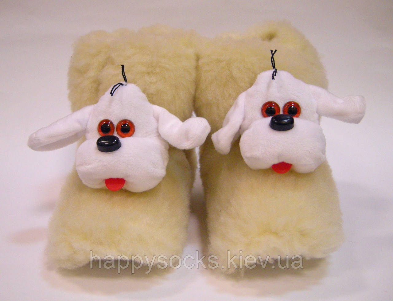 Хутряні жіночі кімнатні чобітки Собачка з овчини, фото 1