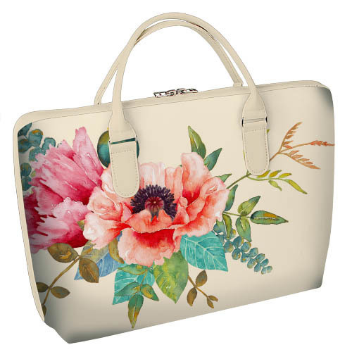 Сумка тканинна Саквояж Квіти на бежевому фоні 36х26 см (SW_16A038_SBR), фото 1