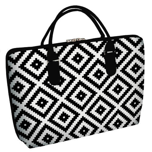 Сумка тканинна Саквояж Черно-белый узор, ромбы 36х26 см (SW_16A067_BL), фото 1
