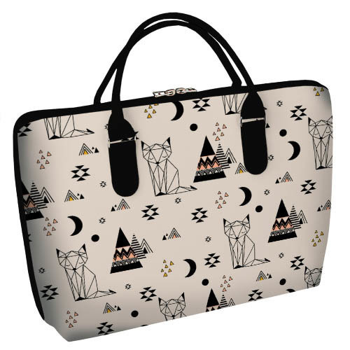 Сумка тканинна Саквояж Лисица и вигвам 36х26 см (SW_16A074_BL), фото 1