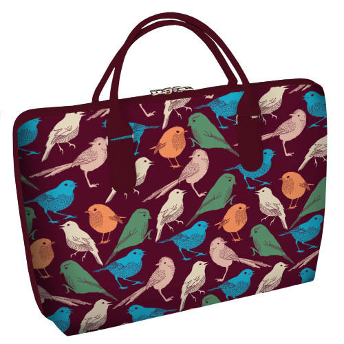 Сумка тканинна Саквояж Пташки 36х26 см (SW_16A084_BOR), фото 1