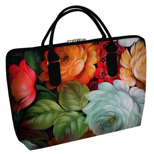 Сумка тканинна Саквояж Барвисті квіти 36х26 см (SW_15N172_BL), фото 1