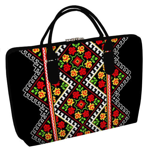 Сумка тканинна Саквояж Черный орнамент цветы 36х26 см (SW_15N186_BL), фото 1