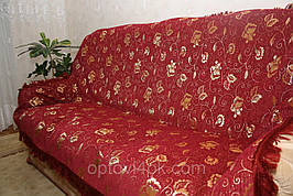 Покривала гобеленові Супер Макс на ліжко і крісла Бутон бордовий