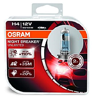 К-кт 2 шт. галогенна автолампа Osram H4 Night Breaker Unlimited Duobox +110% (64193 NBU HCB DUO BOX)