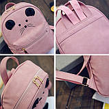 Рюкзак жіночий міський для дівчаток, дівчат Мишка з клатчем, набір (блакитний), фото 8