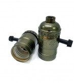 Ретро патрон бронзовий для лампи Едісона, Е27 (з вимикачем — гвинтом), фото 1