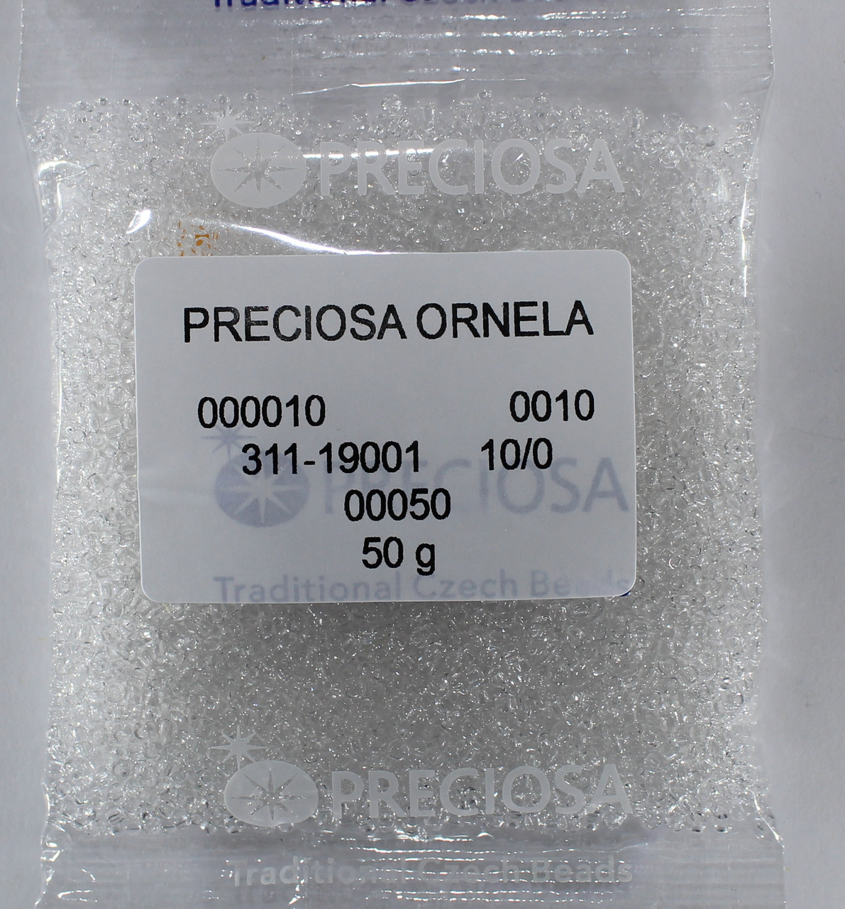 Бісер 10/0, №00050 прозорий, сніжний, білий матовий (уп.50 грам), фото 1