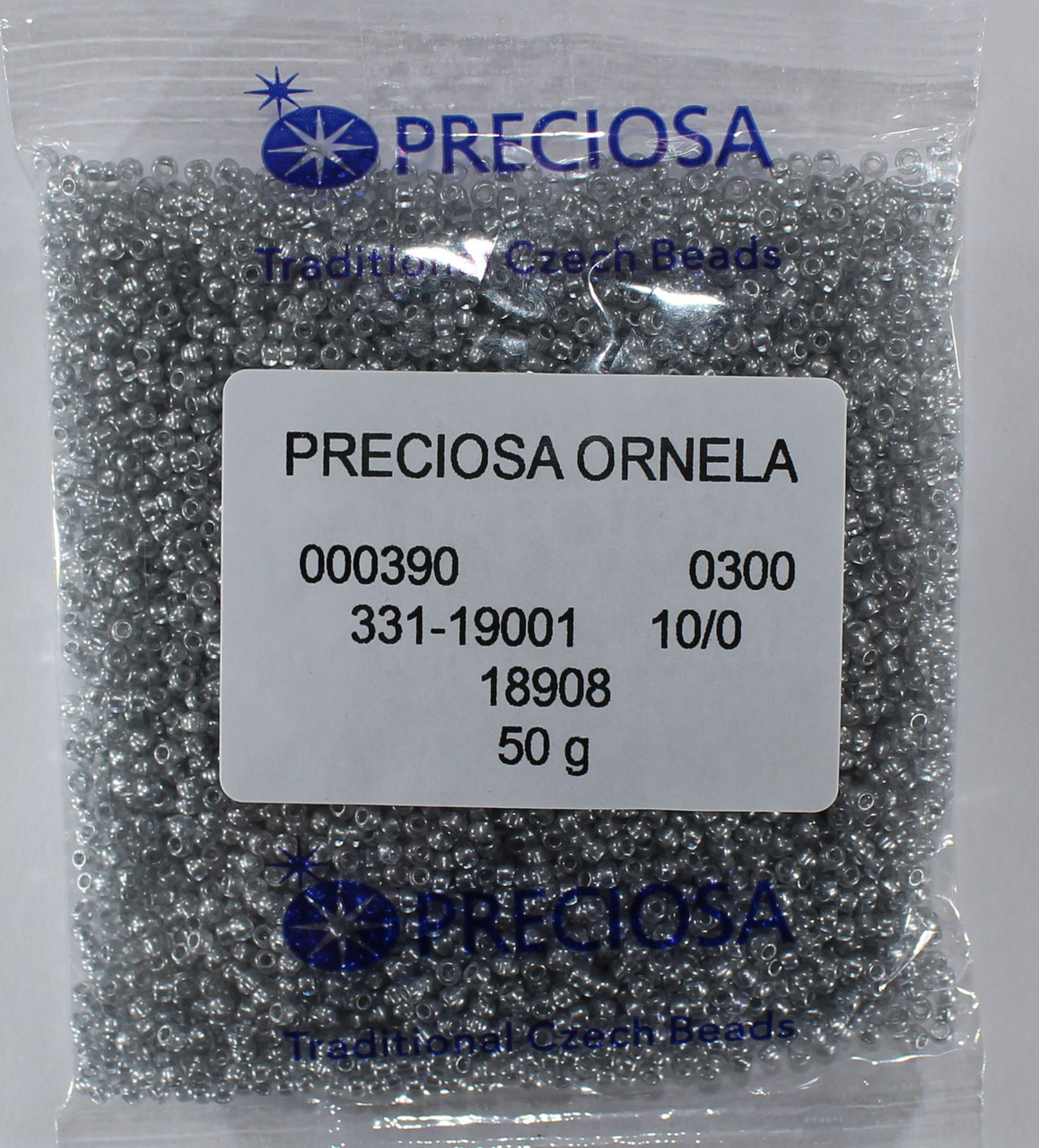 Бісер 10/0, №18908 сірий, перлиновий, тертий матовий (уп.50 грам), фото 1