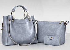 Модний набір жіночих сумок з мармуровим відтінком 3в1, фото 3
