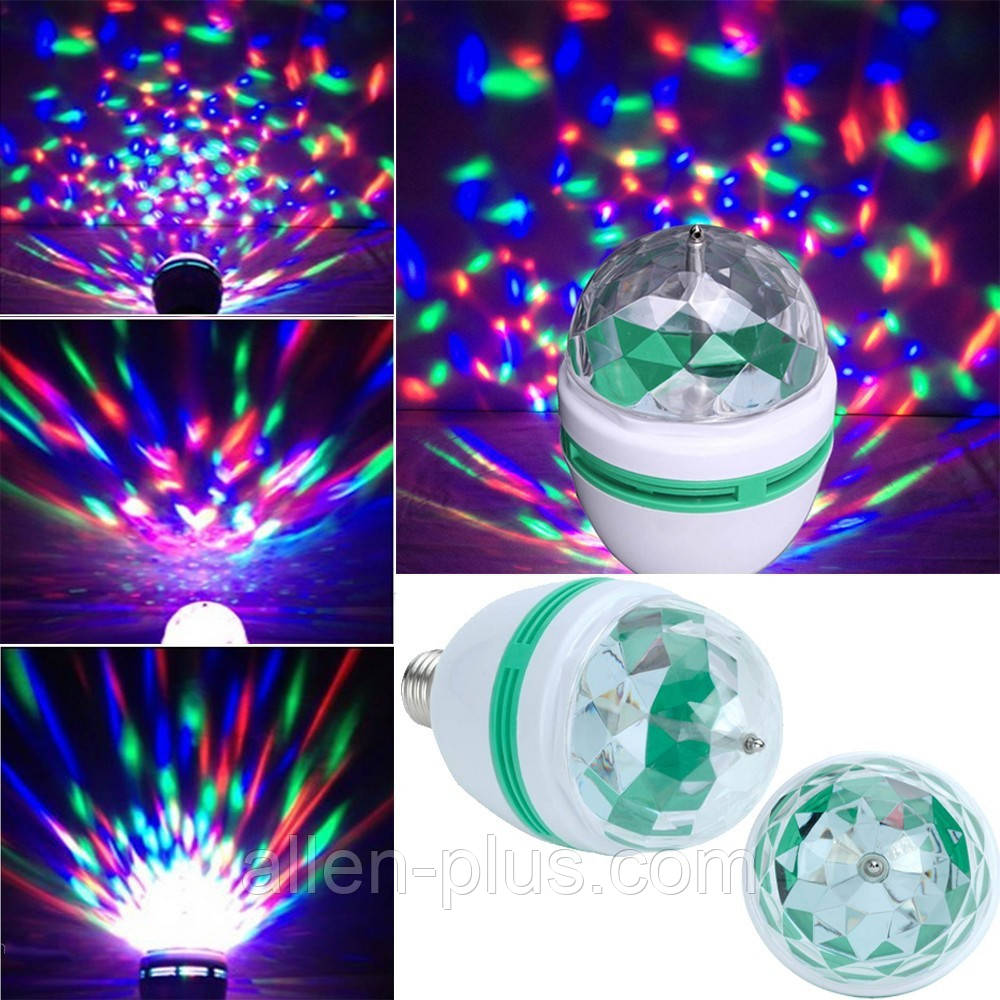 Лампа диско No1, обертова Full color rotating lamp (цоколь Е27)