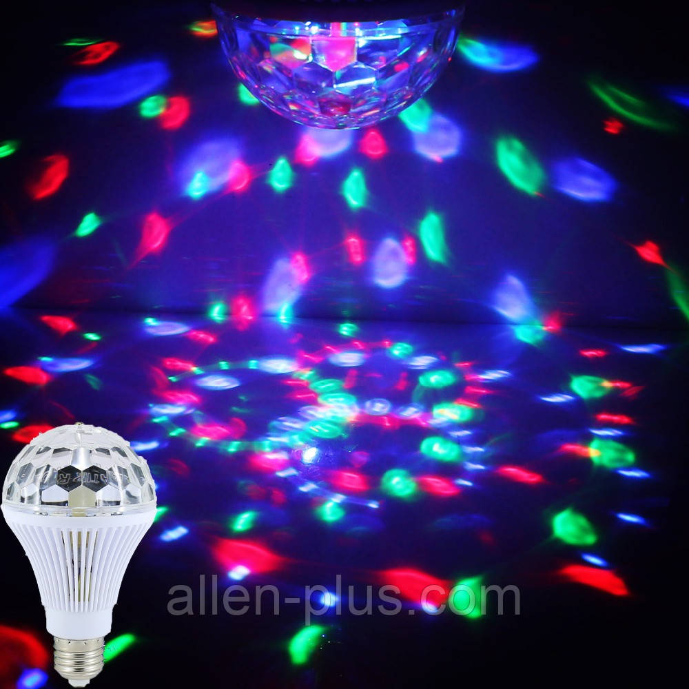 Лампа диско №2, що обертається DANCING GRB LED (цоколь Е27)