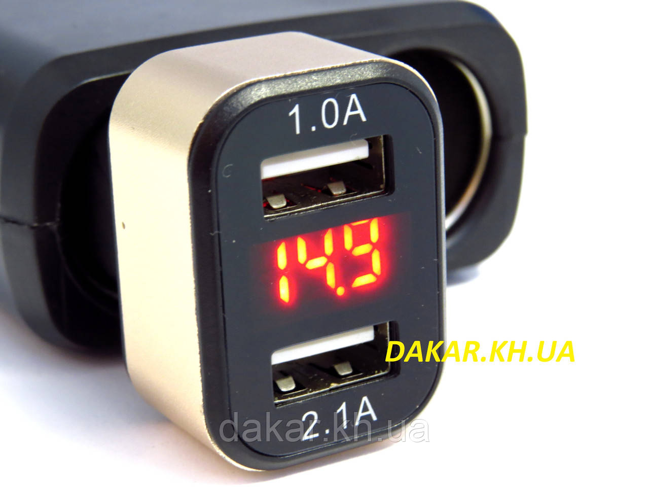 Автомобільний зарядний пристрій XKY 011 з USB, вольтметром і амперметром