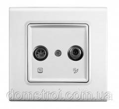 Розетка ТВ + супутник (tv+sat) прохідна 11DB VIKO Linnera білий