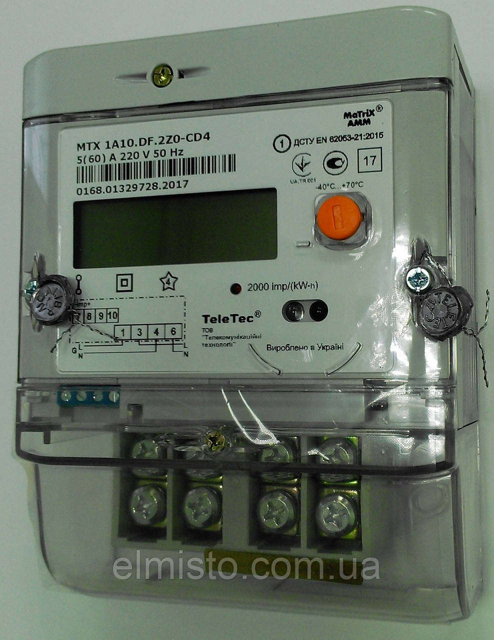 Електроліжчик Tetec MTX 1A10.DF.2Z0-CD4 5-60А 220V кл.1,0, А+, 1-фазний багатотарифний, датчик магн. поля