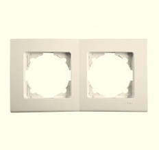 Подвійна горизонтальна рамка VIKO Linnera крем