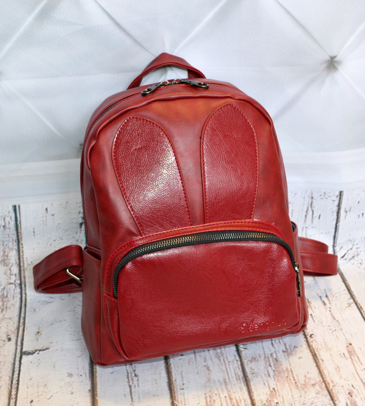 Рюкзак міський жіночий з вушками для дівчат, дівчаток (червоний)