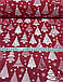 Новорічна тканина польська різні ялинки білі на червоному №251, фото 3